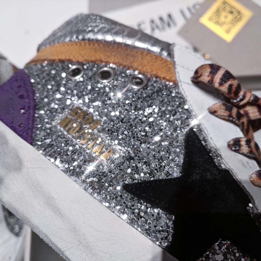 NIB💌💕Golden Goose Mid Star Glitter Leo sneakers - Picture 5 of 8